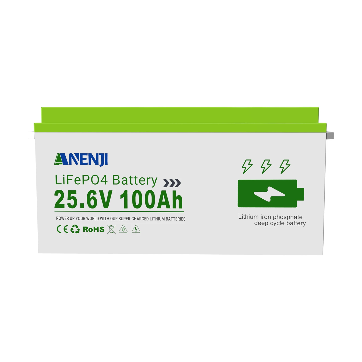 Anenji 25.6V 100Ah LiFePO4 Battery 6000+ Deep Cycles 2.56kWh Solar Storage