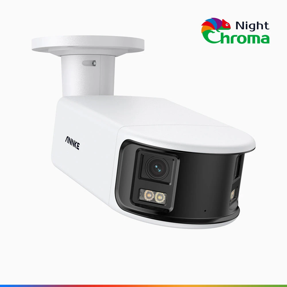 NightChromaTM NCD800 - 4K Outdoor Panoramic PoE Dual Lens Security Camera with f/1.0 Super Aperture (0.0005 Lux), Acme Colour Night Vision, Active Siren and Strobe, Human & Vehicle Detection, Intelli…