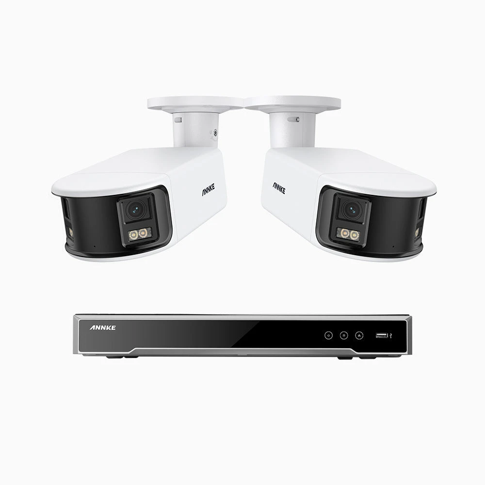 NightChromaTM NDK800 – 4K 8 Channel 2 Panoramic Dual Lens Camera PoE Security System, f/1.0 Super Aperture, Acme Colour Night Vision, Active Siren and Strobe, Human & Vehicle Detection, 2CH 4K Decodi…