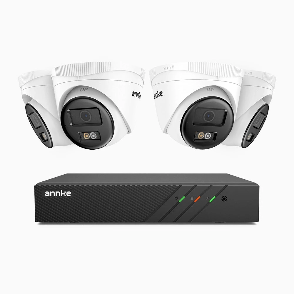 H500 - 3K Super HD 8 Channel 4 Cameras PoE Security System, Color & IR Night Vision, 3072 × 1728 @ 20fps, Smart Human & Vehicle Detection, Built-in Microphone, IP67
