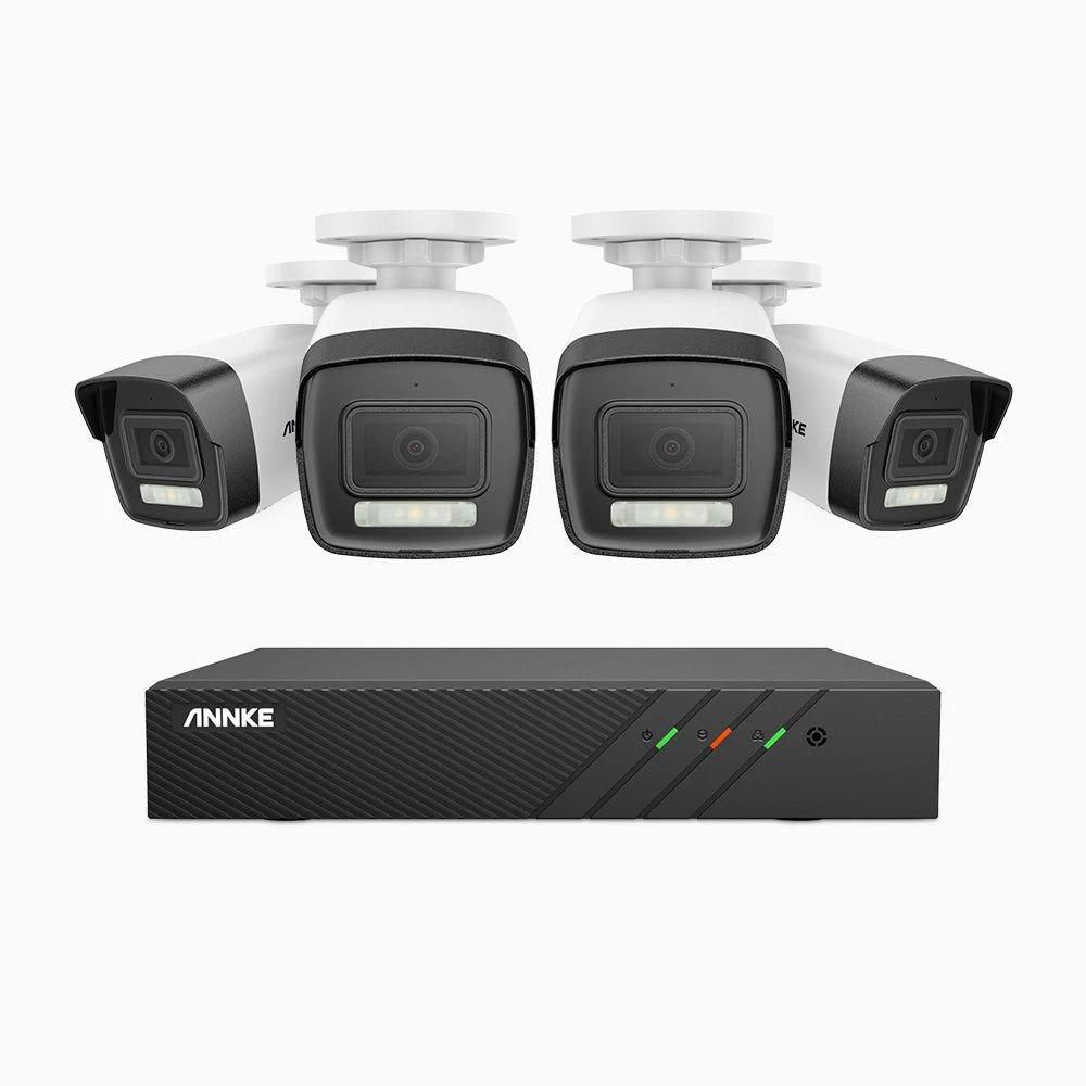 H500P - 3K 8 Channel 4 Cameras PoE Security System, Colour & IR Night Vision, 3072 X 1728 @ 20fps, Human & Vehicle Detection, Two-Way Audio, IP67