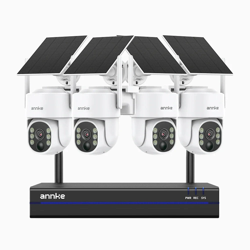 WBS400 - 4MP 8 Channel 4 Battery Cameras Outdoor Wireless NVR Security System, 2.4G & 5.8G Dual-Band WiFi, Motion Detection, Two-Way Audio, Battery & Solar Powered, 270° Pan & 90° Tilt, Cloud & Max.…