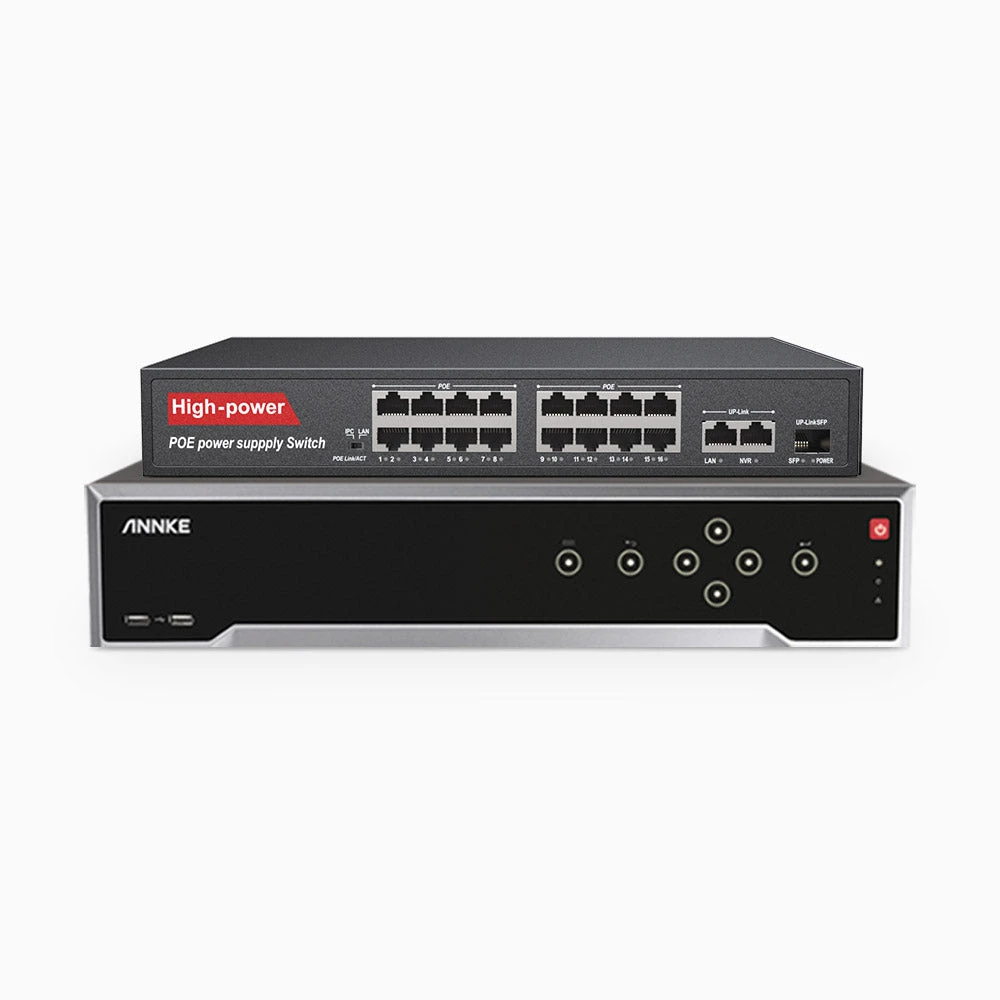 NR3212 - 4K 32 Channel PoE NVR Recorder with 16 PoE Ports, 12MP Video Resolution, 4 Hard Drive Bays, H.265+, Motion Detection, Remote Access