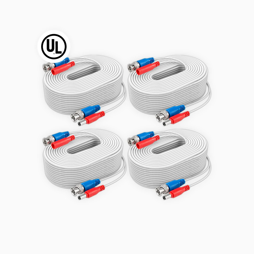 Fire Rated 100% UL-Certified 30 m/100 ft All-in-One BNC Video Power Cables