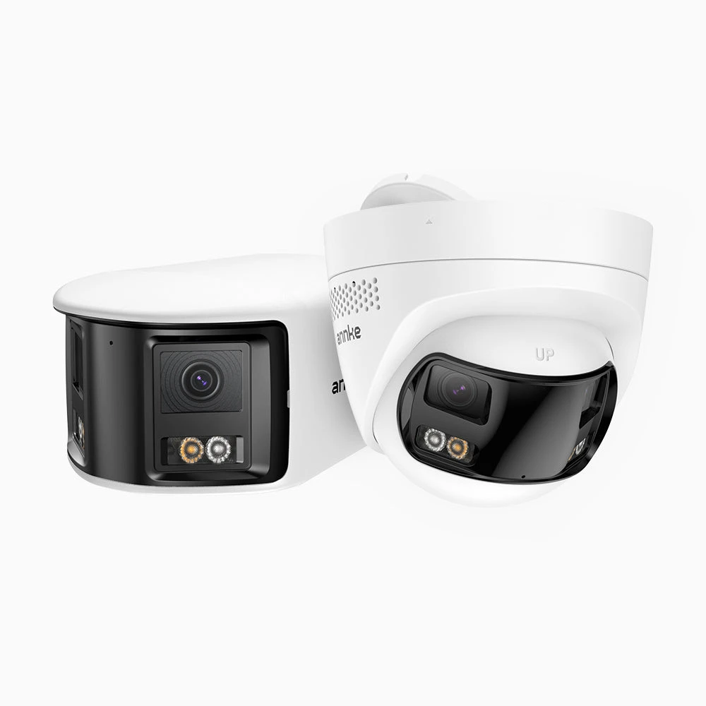FCD800, 2-Pack 8MP UHD Seamless 180° Dual-Lens Outdoor PoE Security Camera, 77° Vertical FOV for Superior Panoramic Coverage, Smart Color Night Vision & Active Deterrence, Two-Way Audio