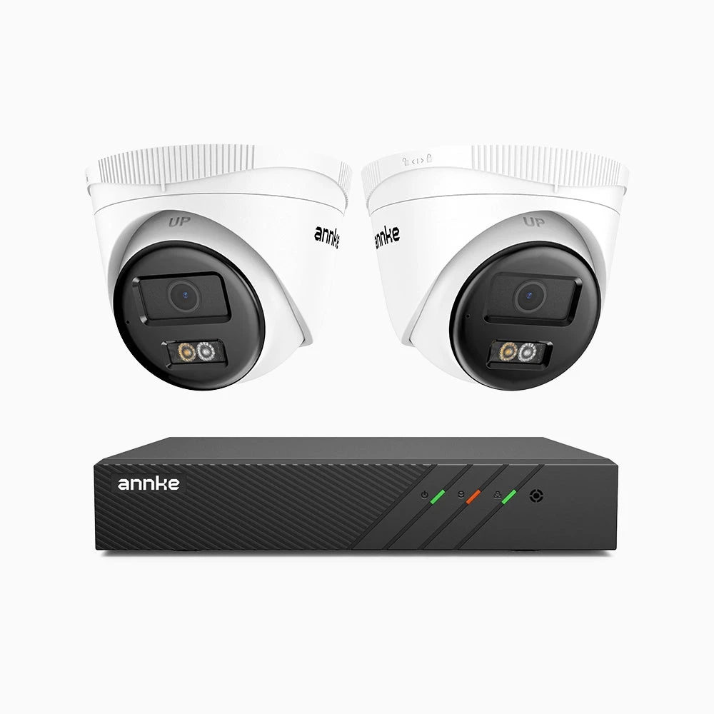 H500 - 3K Super HD 8 Channel 2 Cameras PoE Security System, Color & IR Night Vision, 3072 × 1728 @ 20fps, Smart Human & Vehicle Detection, Built-in Microphone, IP67
