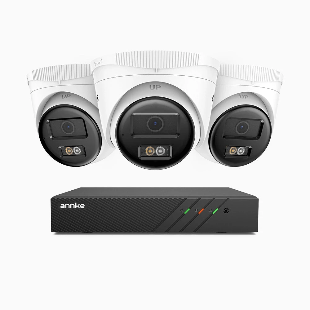 H500 - 3K Super HD 8 Channel 3 Cameras PoE Security System, Color & IR Night Vision, 3072 × 1728 @ 20fps, Smart Human & Vehicle Detection, Built-in Microphone, IP67