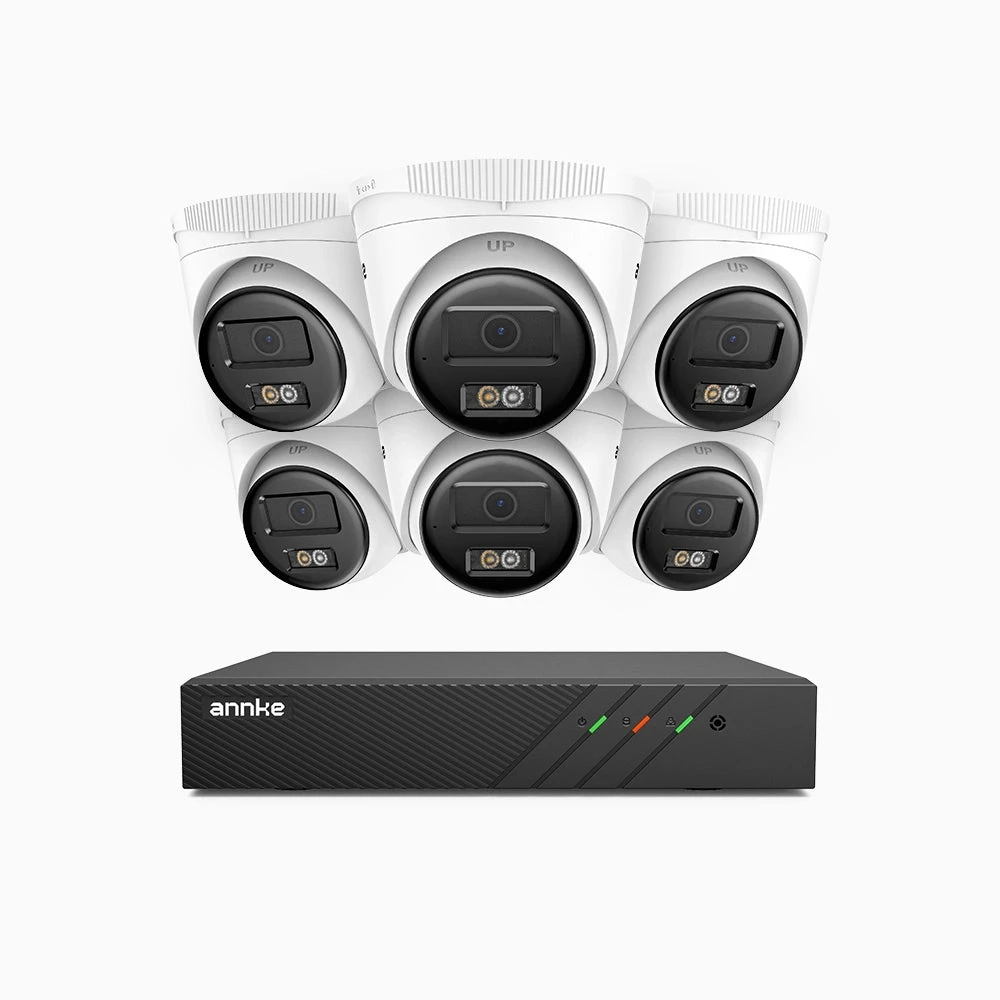 H500 - 3K Super HD 8 Channel 6 Cameras PoE Security System, Color & IR Night Vision, 3072 × 1728 @ 20fps, Smart Human & Vehicle Detection, Built-in Microphone, IP67