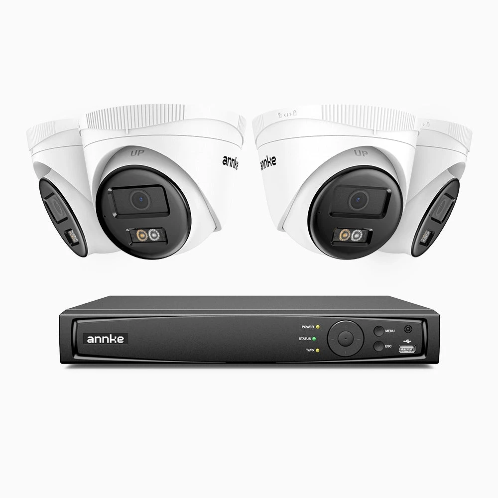 H500 - 3K Super HD 4 Channel 4 Cameras PoE Security System, Color & IR Night Vision, 3072 × 1728 @ 20fps, Smart Human & Vehicle Detection, Built-in Microphone, IP67