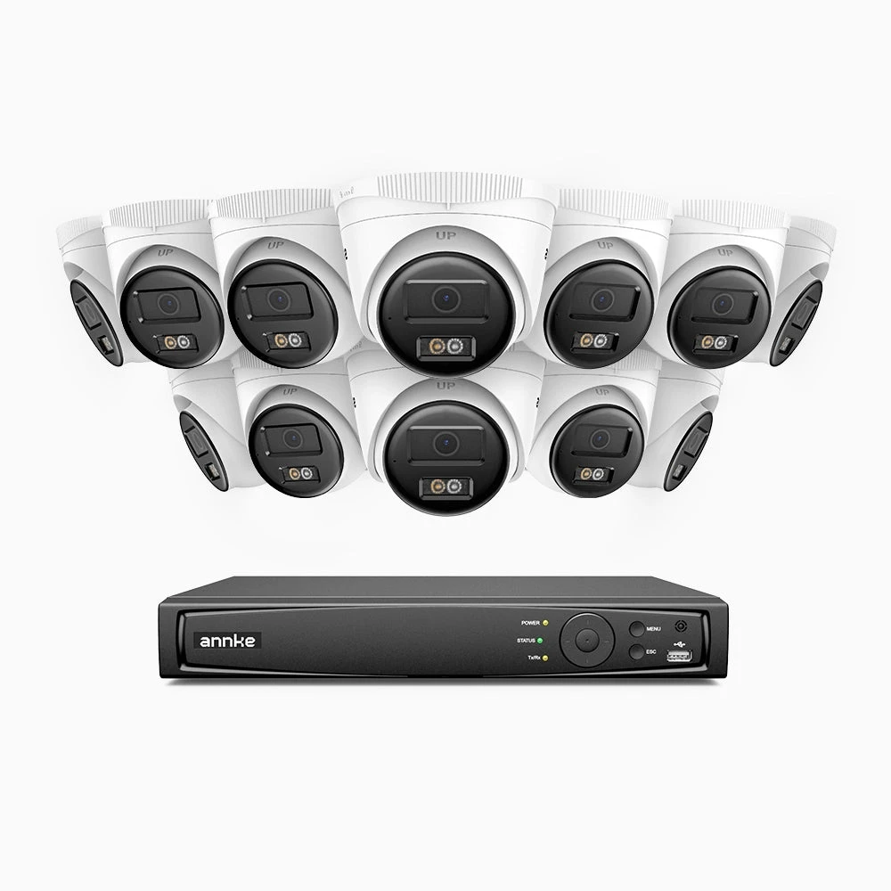 H500 - 3K Super HD 16 Channel 12 Cameras PoE Security System, Color & IR Night Vision, 3072 × 1728 @ 20fps, Smart Human & Vehicle Detection, Built-in Microphone, IP67
