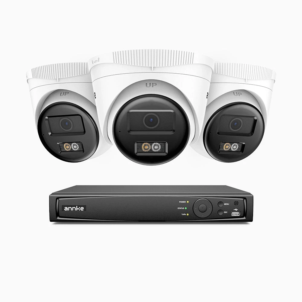 H500 - 3K Super HD 4 Channel 3 Cameras PoE Security System, Color & IR Night Vision, 3072 × 1728 @ 20fps, Smart Human & Vehicle Detection, Built-in Microphone, IP67