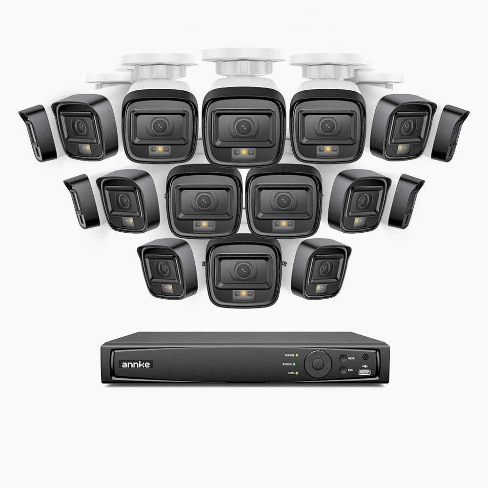 H500 - 3K Super HD 16 Channel 16 Cameras PoE Security System, Color & IR Night Vision, 3072 × 1728 @ 20fps, Smart Human & Vehicle Detection, Built-in Microphone, IP67