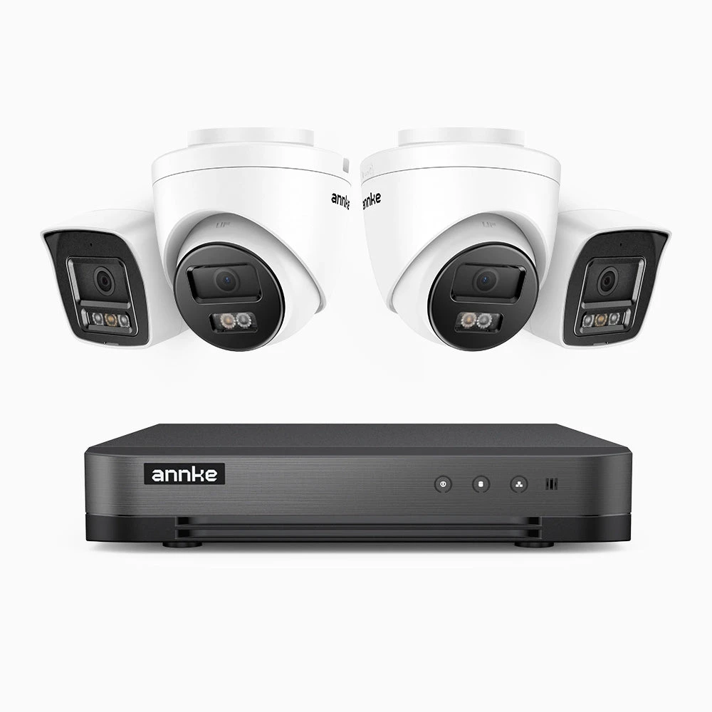 H800 - 4K 8 Channel PoE Security CCTV System with 2 Bullet & 2 Turret Cameras, Human & Vehicle Detection, Colour & IR Night Vision, Built-in Mic, RTSP Supported