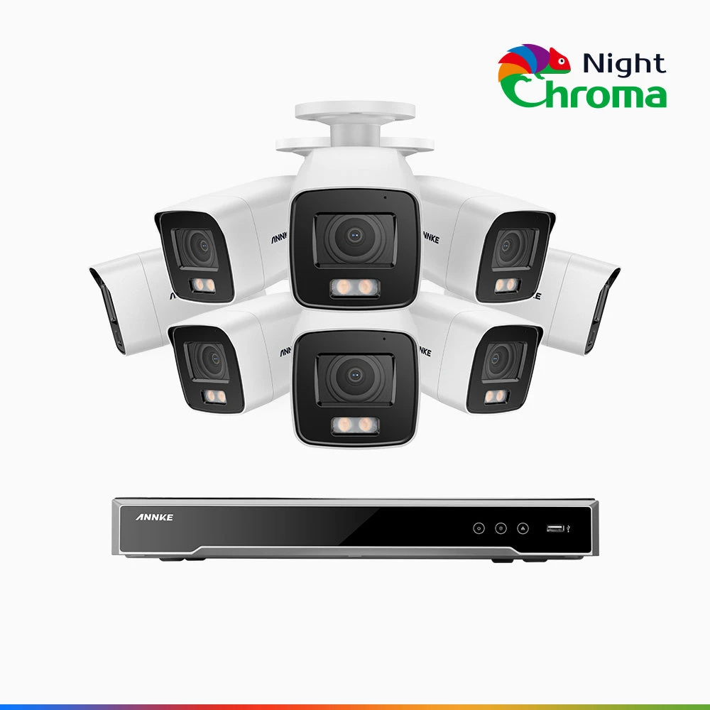 NightChromaTM NCK800 – 4K 16 Channel 8 Cameras PoE Security System, f/1.0 Super Aperture (0.0005 Lux), Acme Colour Night Vision, 2CH 4K Decoding Capability, Human & Vehicle Detection, Intelligent Beh…