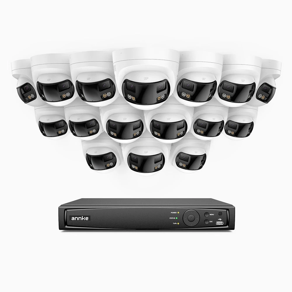 FDH600 - 16 Channel PoE Security System with 16 Dual Lens Cameras, 6MP Resolution, 180° Panoramic View, Smart Dual Light Night Vision, Two-Way Audio, Active Siren & Alarm, Human & Vehicle Detection,…