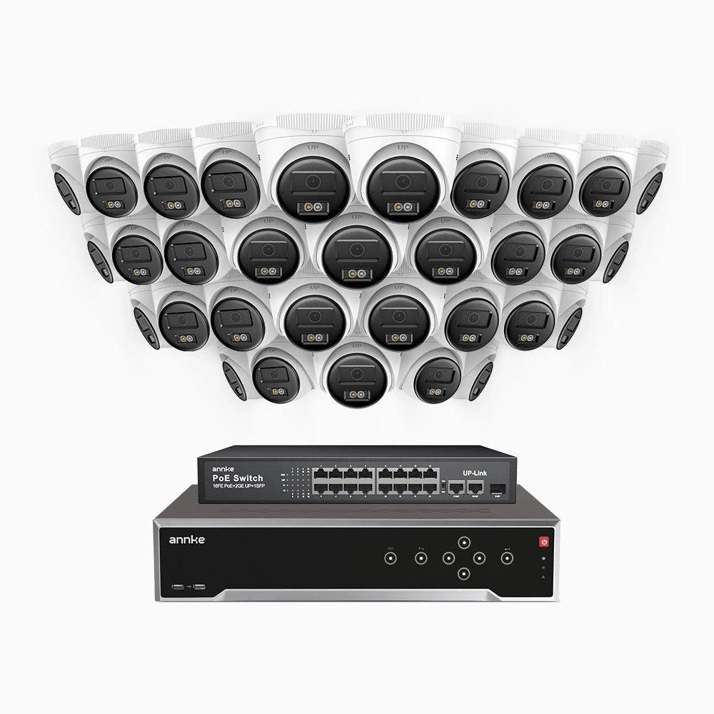 H500 - 3K Super HD 32 Channel 32 Cameras PoE Security System, Color & IR Night Vision, 3072 × 1728 @ 20fps, Smart Human & Vehicle Detection, Built-in Microphone, IP67