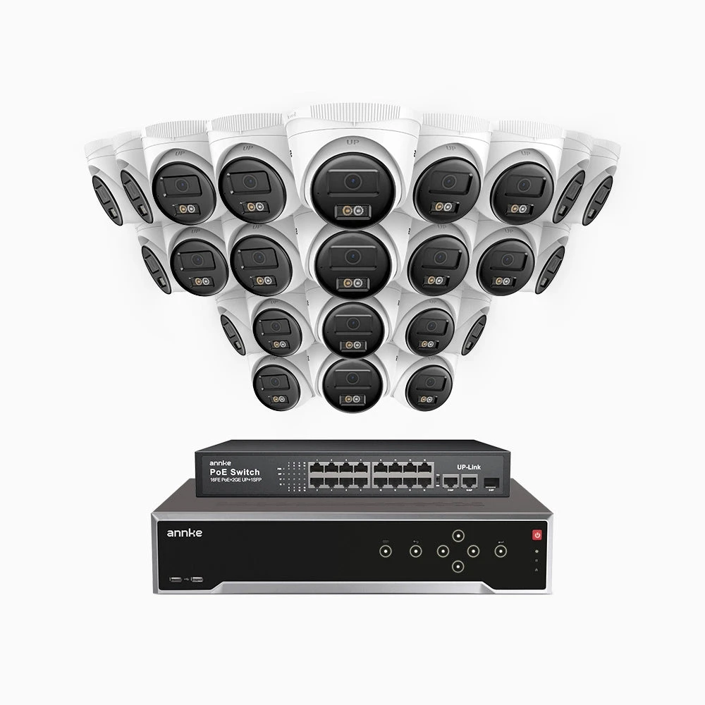 H500 - 3K Super HD 32 Channel 24 Cameras PoE Security System, Color & IR Night Vision, 3072 × 1728 @ 20fps, Smart Human & Vehicle Detection, Built-in Microphone, IP67