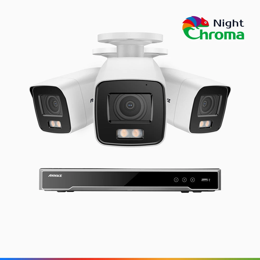 NightChromaTM NCK800 – 4K 8 Channel 3 Cameras PoE Security System, f/1.0 Super Aperture, Colour Night Vision, 2CH 4K Decoding Capability, Human & Vehicle Detection, Intelligent Behavior Analysis, Bui…