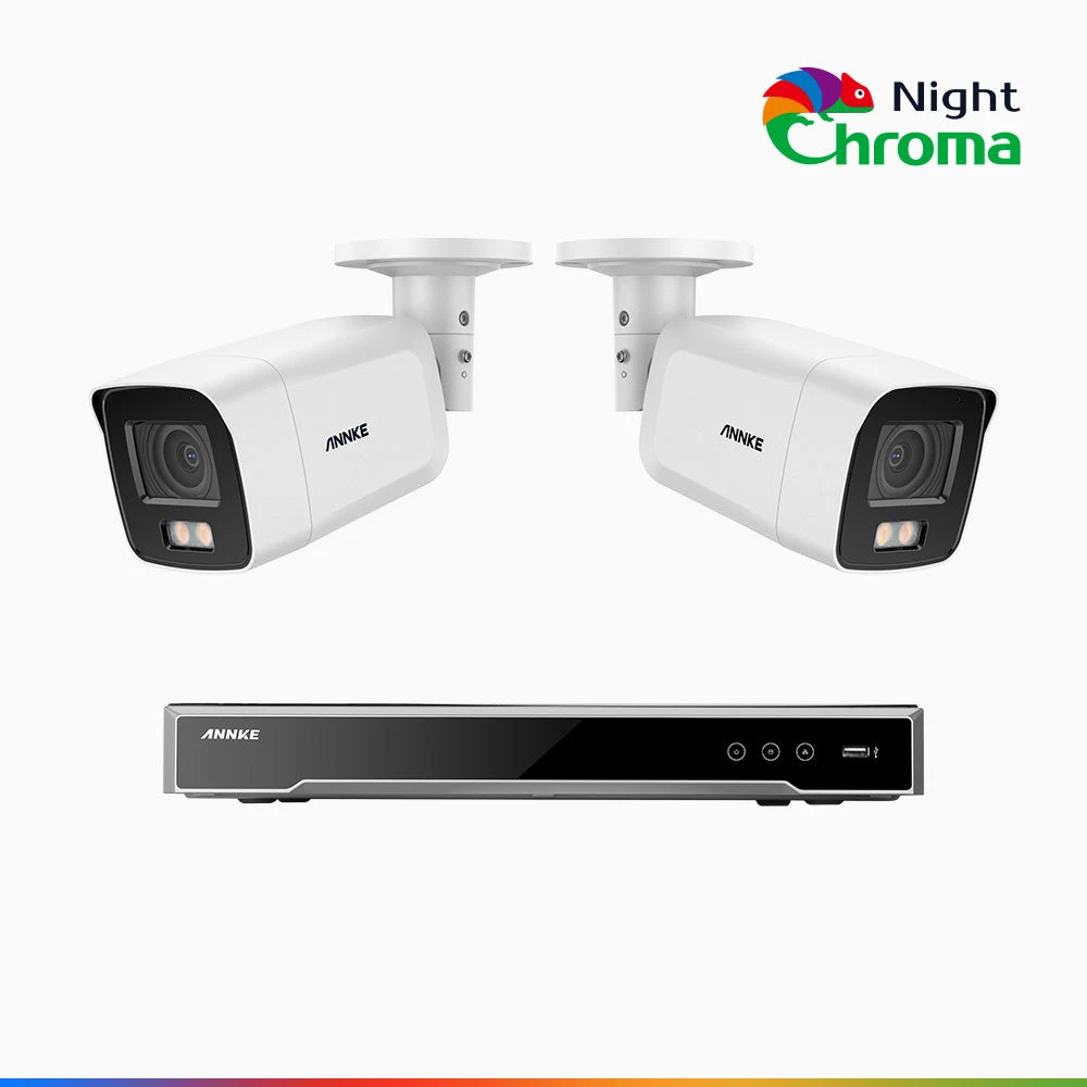 NightChromaTM NCK800 – 4K 8 Channel 2 Cameras PoE Security System, f/1.0 Super Aperture, Colour Night Vision, 2CH 4K Decoding Capability, Human & Vehicle Detection, Intelligent Behavior Analysis, Bui…