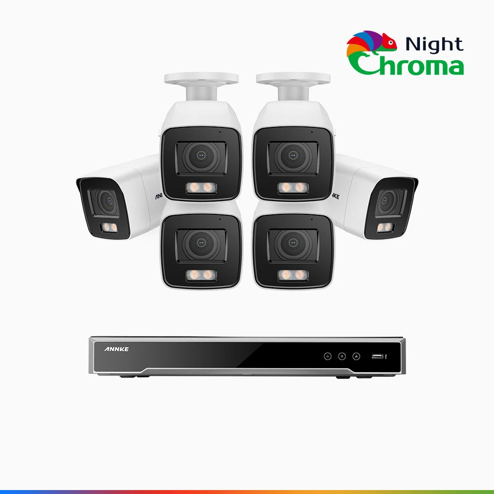 NightChromaTM NCK800 – 4K 16 Channel 6 Cameras PoE Security System, f/1.0 Super Aperture (0.0005 Lux), Acme Colour Night Vision, 2CH 4K Decoding Capability, Human & Vehicle Detection, Intelligent Beh…