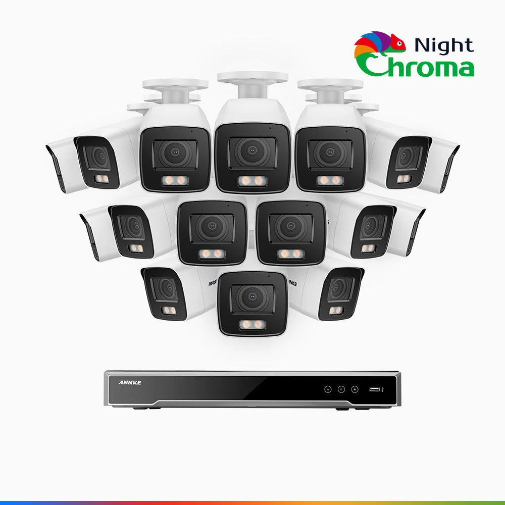 NightChromaTM NCK800 – 4K 16 Channel 16 Cameras PoE Security System, f/1.0 Super Aperture (0.0005 Lux), Acme Colour Night Vision, 2CH 4K Decoding Capability, Human & Vehicle Detection, Intelligent Be…