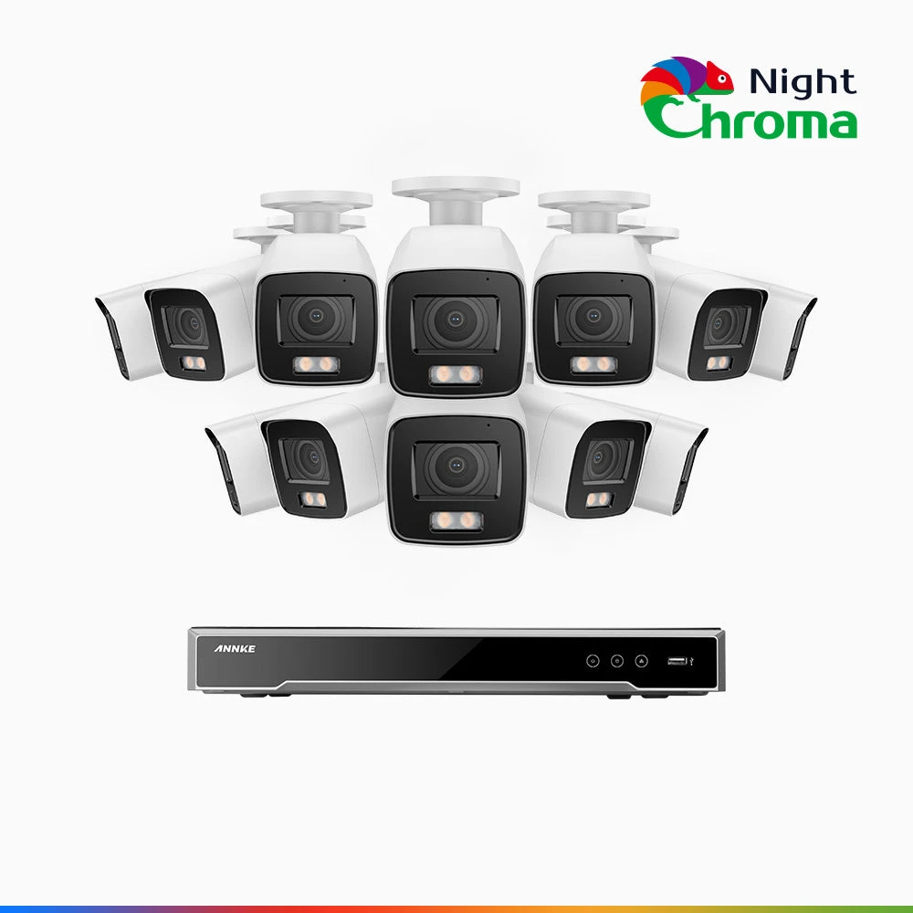 NightChromaTM NCK800 – 4K 16 Channel 12 Cameras PoE Security System, f/1.0 Super Aperture (0.0005 Lux), Acme Colour Night Vision, 2CH 4K Decoding Capability, Human & Vehicle Detection, Intelligent Be…