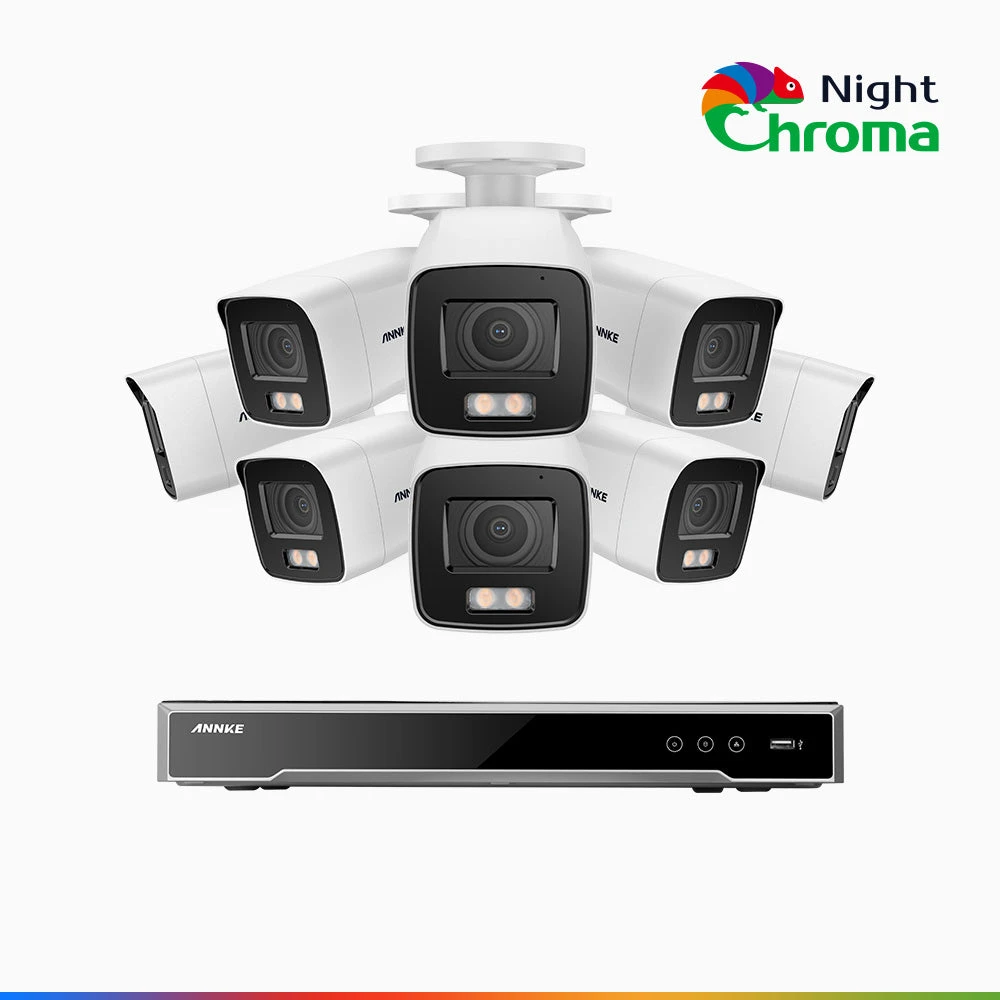 NightChromaTM NCK800 – 4K 8 Channel 8 Cameras PoE Security System, f/1.0 Super Aperture, Colour Night Vision, 2CH 4K Decoding Capability, Human & Vehicle Detection, Intelligent Behavior Analysis, Bui…