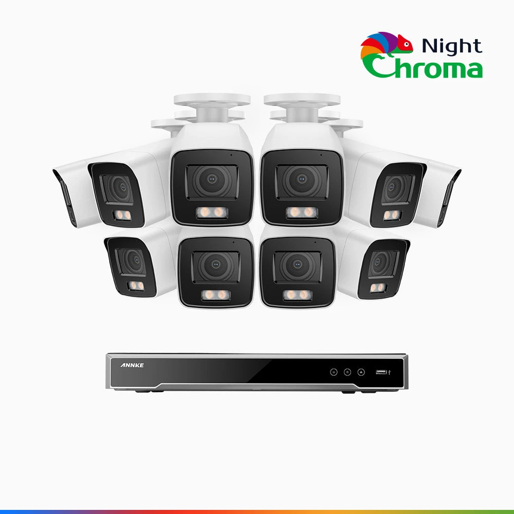NightChromaTM NCK800 – 4K 16 Channel 10 Cameras PoE Security System, f/1.0 Super Aperture (0.0005 Lux), Acme Colour Night Vision, 2CH 4K Decoding Capability, Human & Vehicle Detection, Intelligent Be…