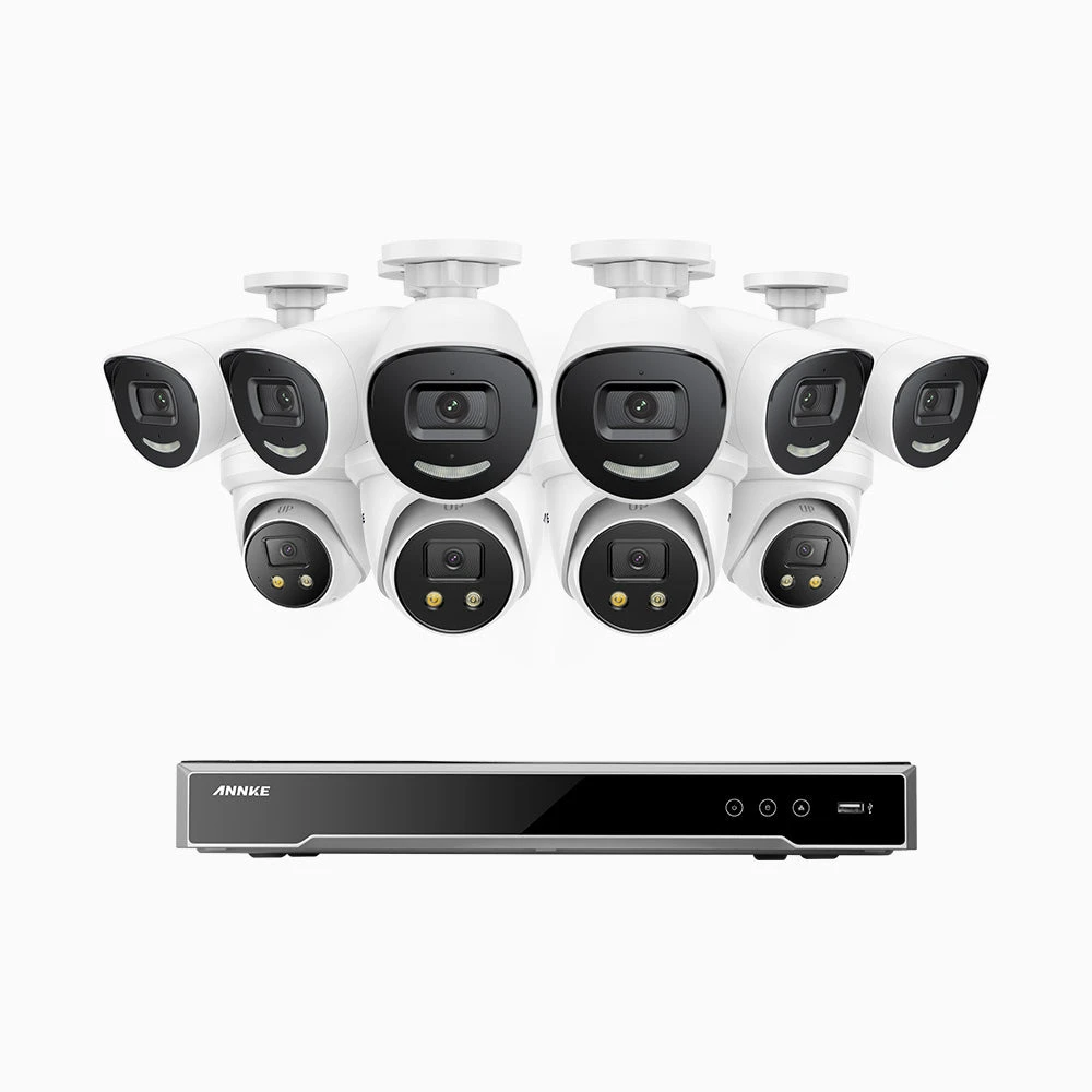 H800X - 4K 16 Channel PoE Security System with 6 Bullet & 4 Turret Cameras, 1/1.8'' BSI Sensor, f/1.6 Aperture (0.003 Lux), Siren & Strobe Alarm, 2CH 4K Decoding Capability, Human & Vehicle Detection…