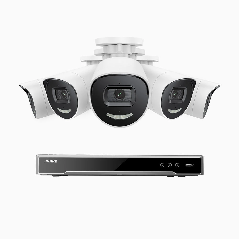H800X - 4K 8 Channel 5 Cameras PoE Security System, 1/1.8'' BSI Sensor, f/1.6 Aperture (0.003 Lux), Siren & Strobe Alarm, 2CH 4K Decoding Capability, Human & Vehicle Detection, Perimeter Protection,…