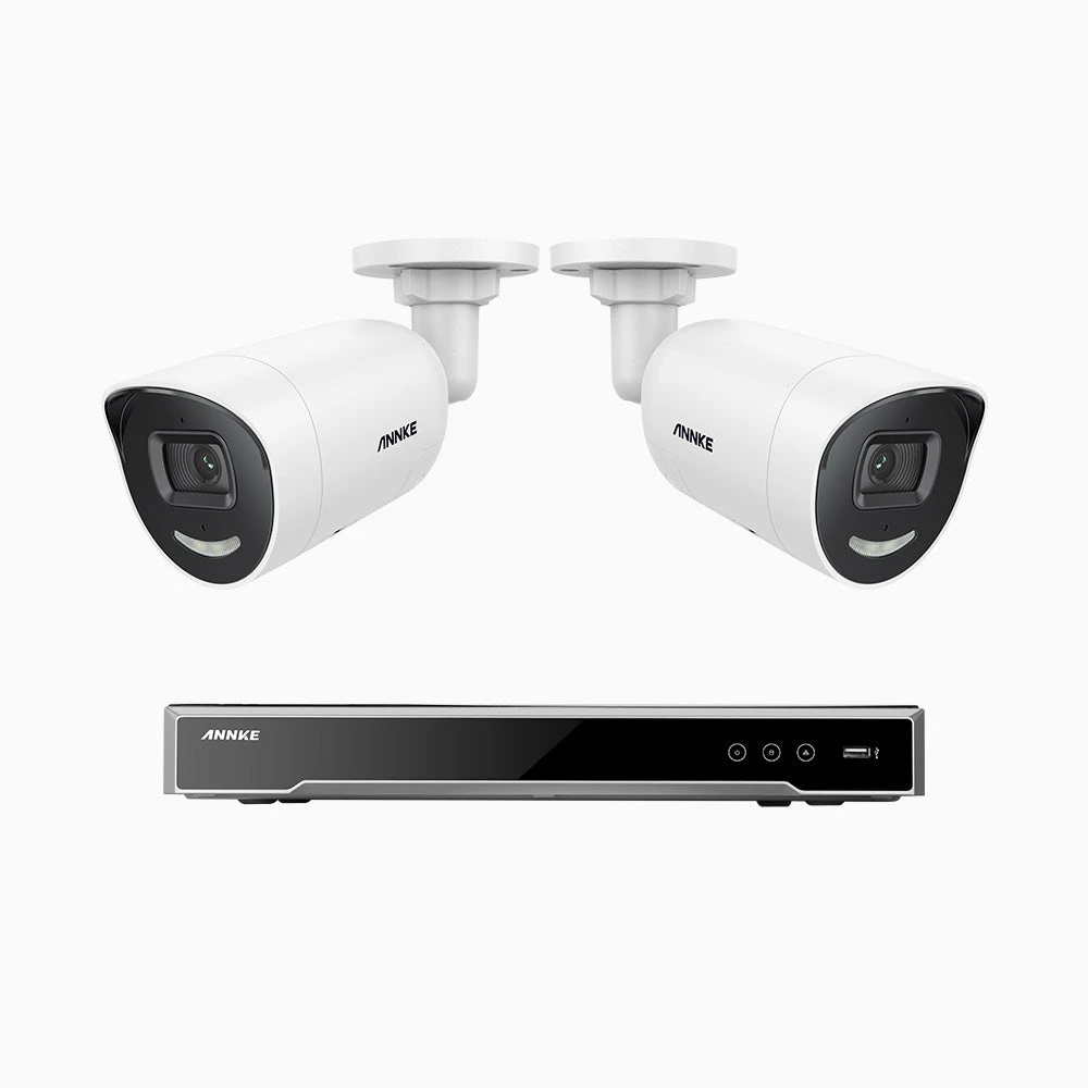 H800X - 4K 8 Channel 2 Cameras PoE Security System, 1/1.8'' BSI Sensor, f/1.6 Aperture (0.003 Lux), Siren & Strobe Alarm, 2CH 4K Decoding Capability, Human & Vehicle Detection, Perimeter Protection,…