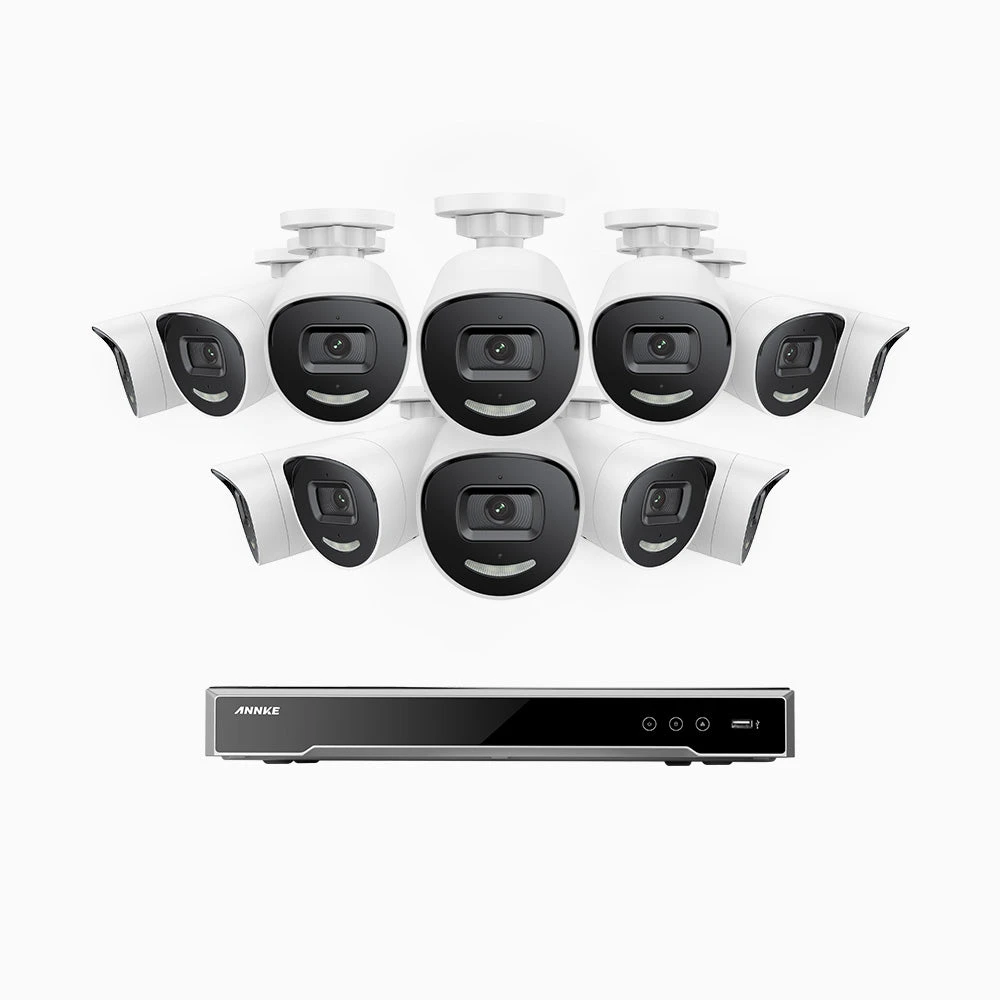 H800X - 4K 16 Channel 12 Cameras PoE Security System, 1/1.8'' BSI Sensor, f/1.6 Aperture (0.003 Lux), Siren & Strobe Alarm, 2CH 4K Decoding Capability, Human & Vehicle Detection, Perimeter Protection…