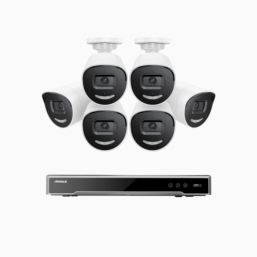 H800X - 4K 16 Channel 6 Cameras PoE Security System, 1/1.8'' BSI Sensor, f/1.6 Aperture (0.003 Lux), Siren & Strobe Alarm, 2CH 4K Decoding Capability, Human & Vehicle Detection, Perimeter Protection,…