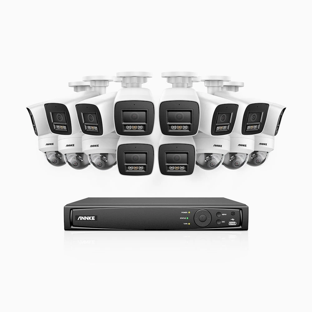 H800 - 4K 16 Channel PoE Security CCTV System with 10 Bullet & 6 Dome (IK10) Cameras, Vandal-Resistant, Human & Vehicle Detection, Colour & IR Night Vision, Built-in Mic, RTSP Supported