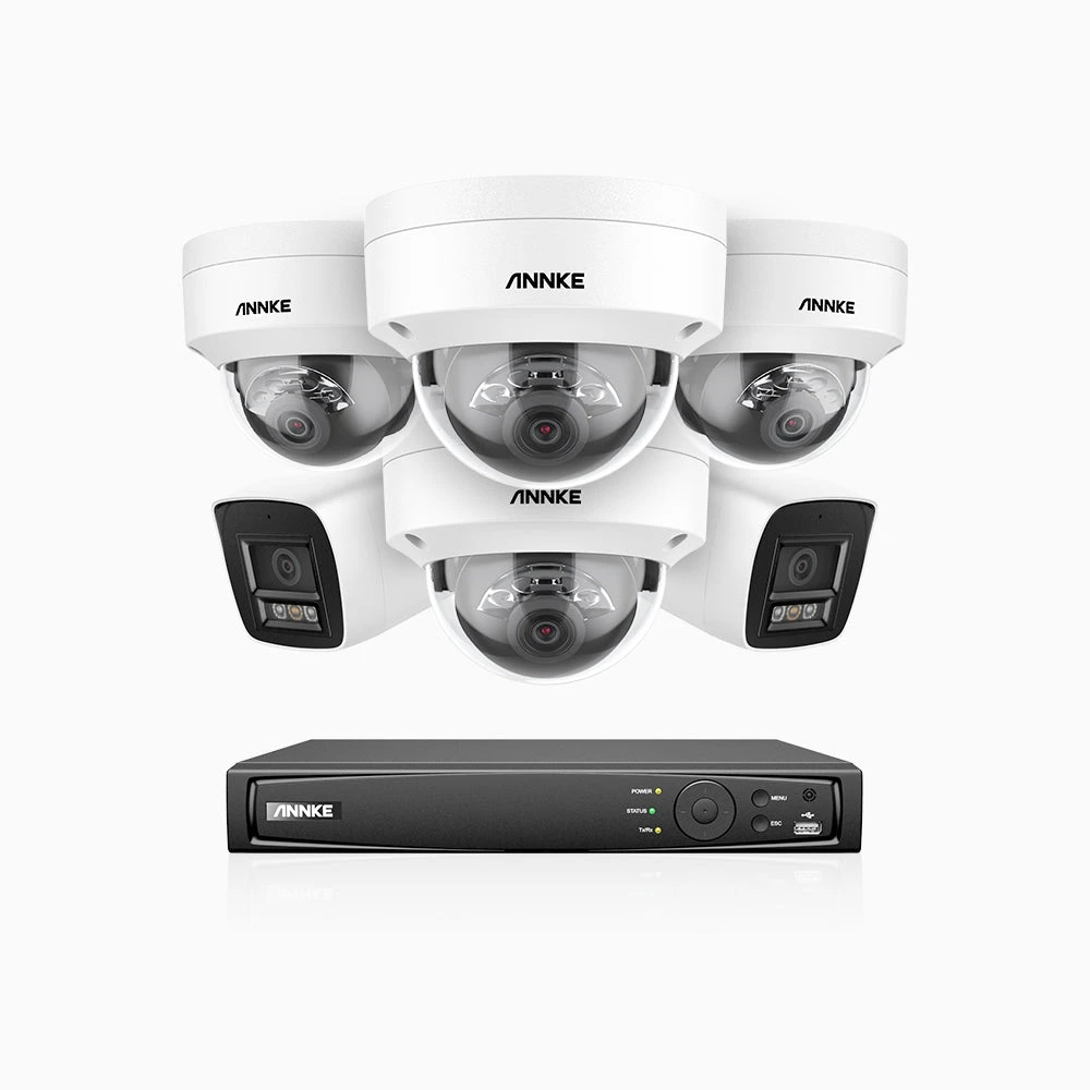 H800 - 4K 16 Channel PoE Security CCTV System with 2 Bullet & 4 Dome (IK10) Cameras, Vandal-Resistant, Human & Vehicle Detection, Colour & IR Night Vision, Built-in Mic, RTSP Supported