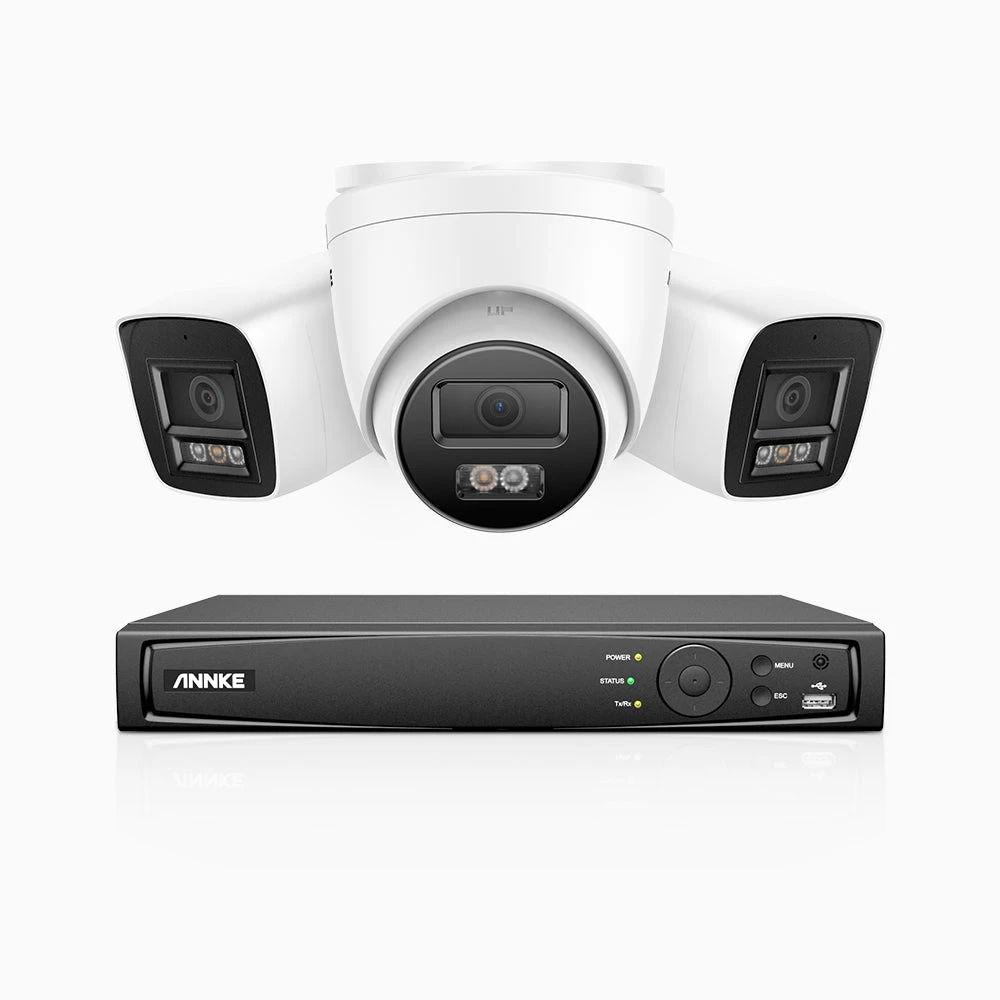 H800 - 4K 4 Channel PoE Security CCTV System with 2 Bullet & 1 Turret Cameras, Human & Vehicle Detection, Colour & IR Night Vision, Built-in Mic, RTSP Supported