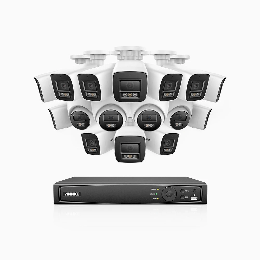 H800 - 4K 16 Channel PoE Security CCTV System with 12 Bullet & 4 Turret Cameras, Human & Vehicle Detection, Colour & IR Night Vision, Built-in Mic, RTSP Supported