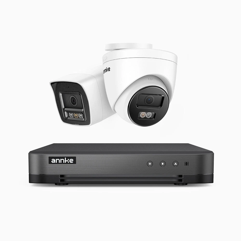 H800 - 4K 8 Channel PoE Security CCTV System with 1 Bullet & 1 Turret Cameras, Human & Vehicle Detection, Colour & IR Night Vision, Built-in Mic, RTSP Supported