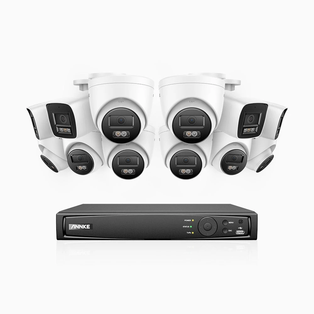 H800 - 4K Ultra HD 16 Channel PoE Security CCTV System with 4 Bullet & 8 Turret Cameras, Colour & IR Night Vision, Built-in Mic, RTSP Supported