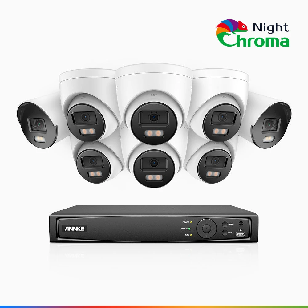 ANNKE NCK500 16 Channel 2 Bullet & 6 Turret Cameras Colour Night Vision PoE System - ANNKE Store