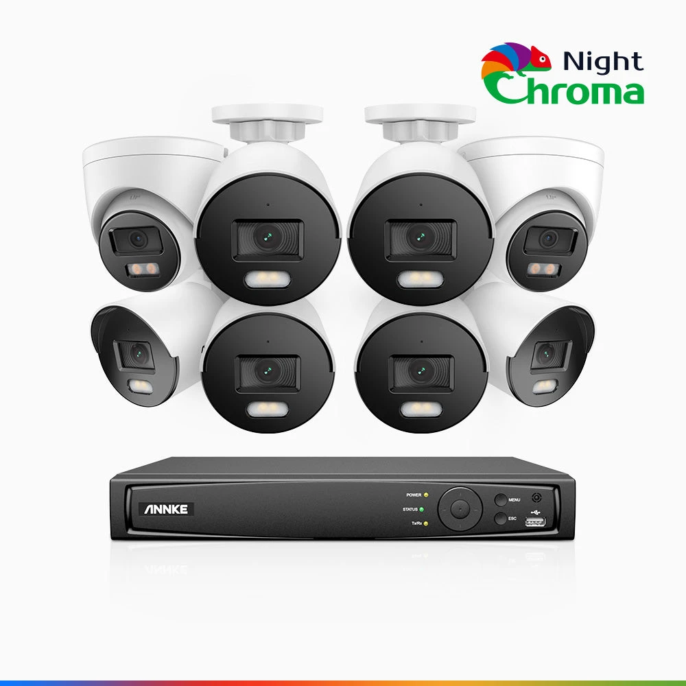 ANNKE NCK500 16 Channel 6 Bullet & 2 Turret Cameras Colour Night Vision PoE System - ANNKE Store