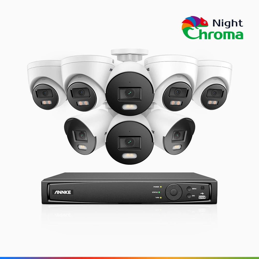 ANNKE NCK500 16 Channel 4 Bullet & 4 Turret Cameras Colour Night Vision PoE System - ANNKE Store
