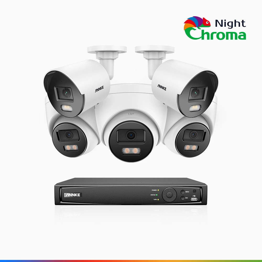 ANNKE NCK500 8 Channel 2 Bullet & 3 Turret Cameras Colour Night Vision PoE System - ANNKE Store