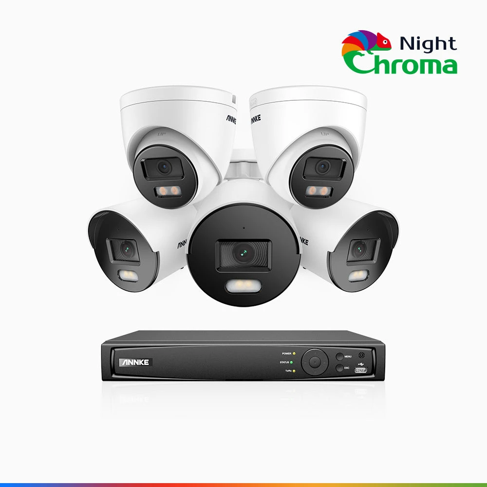 ANNKE NCK500 8 Channel 3 Bullet & 2 Turret Cameras Colour Night Vision PoE System - ANNKE Store