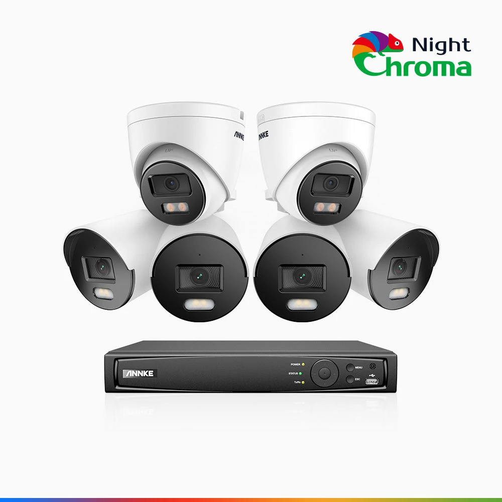 ANNKE NCK500 8 Channel 4 Bullet & 2 Turret Cameras Colour Night Vision PoE System - ANNKE Store
