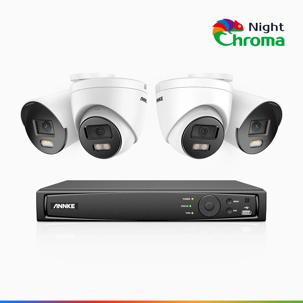 ANNKE NCK500 8 Channel 2 Bullet & 2 Turret Cameras Colour Night Vision PoE System - ANNKE Store