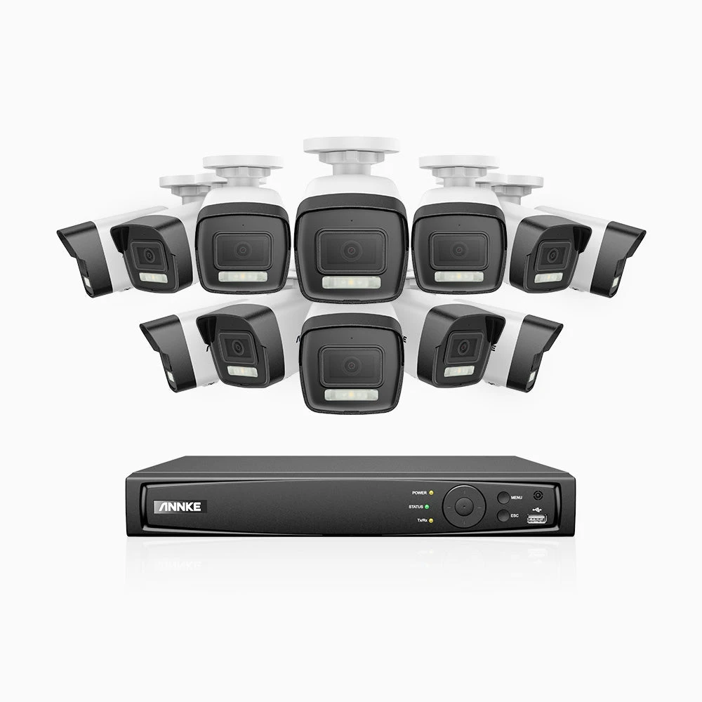 H500P - 3K 16 Channel 12 Cameras PoE Security System, Colour & IR Night Vision, 3072 X 1728 @ 20fps, Human & Vehicle Detection, Two-Way Audio, IP67