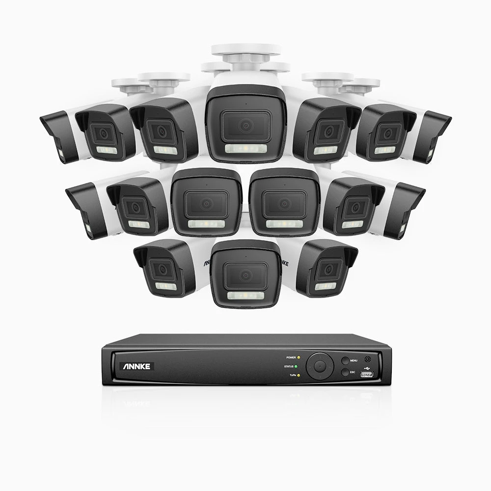 H500P - 3K 16 Channel 16 Cameras PoE Security System, Colour & IR Night Vision, 3072 X 1728 @ 20fps, Human & Vehicle Detection, Two-Way Audio, IP67