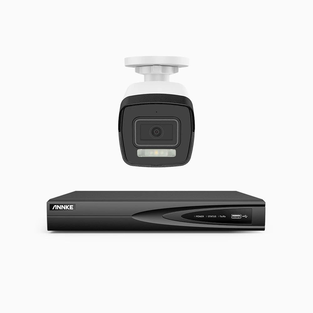 H500P - 3K 4 Channel 1 Camera PoE Security System, Colour & IR Night Vision, 3072 X 1728 @ 20fps, Human & Vehicle Detection, Two-Way Audio, IP67