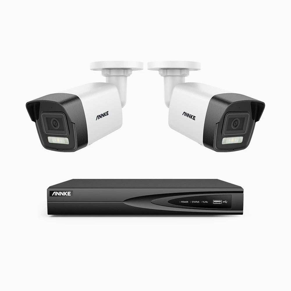 H500P - 3K 4 Channel 2 Cameras PoE Security System, Colour & IR Night Vision, 3072 X 1728 @ 20fps, Human & Vehicle Detection, Two-Way Audio, IP67